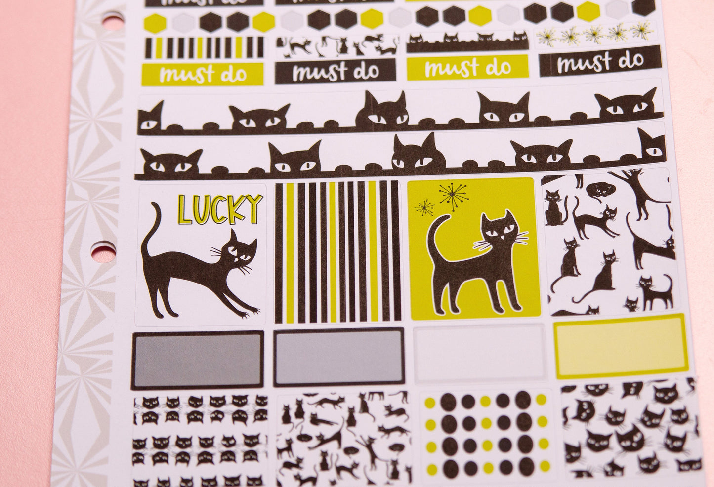 Hobonichi Cousin Weekly Sticker Kit in Black Cat | A5 Weekly Planner Sticker Kit | One-Page  | Weekly Planner Kit