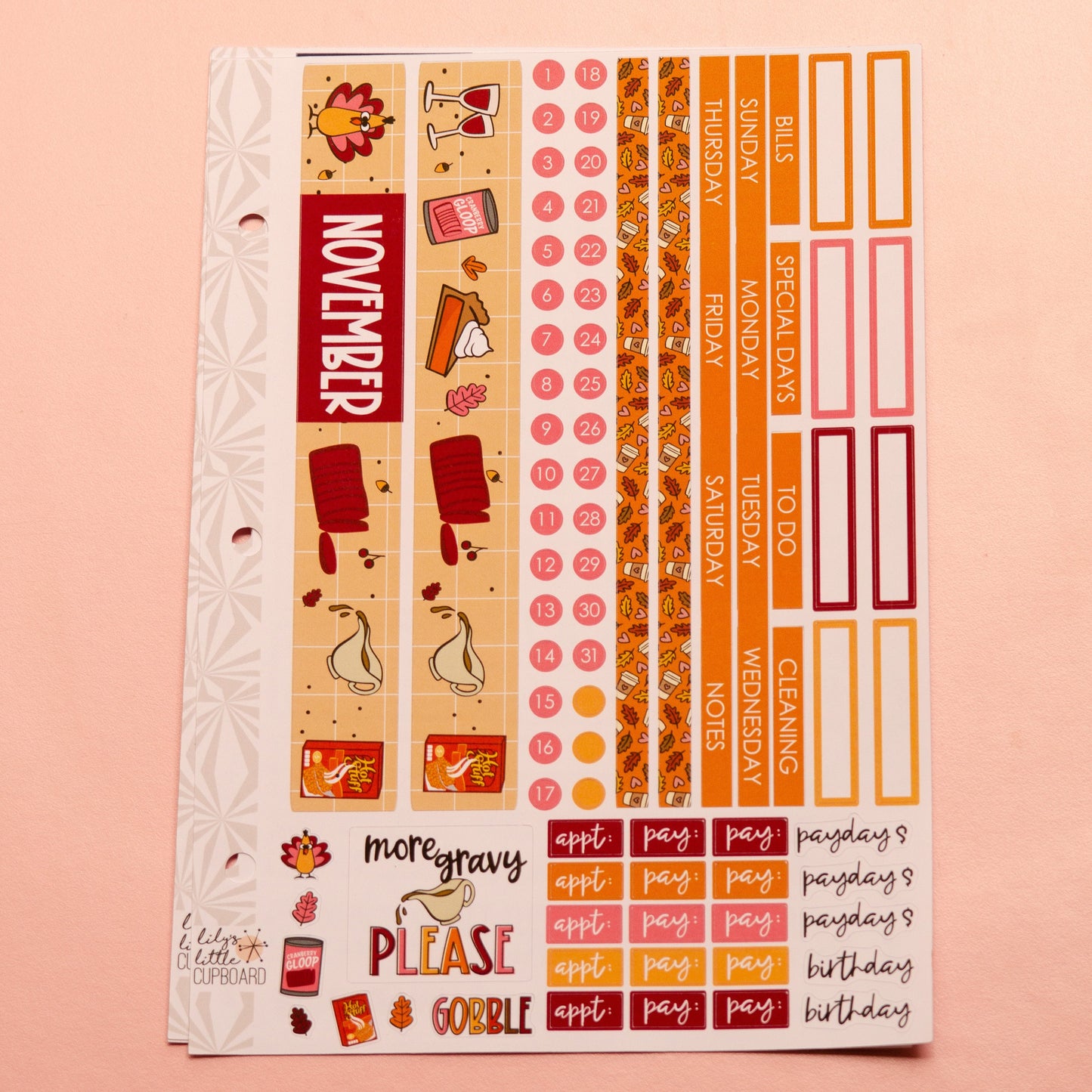 Simple Monthly Kit in Turkey Talk  | Choose Your Month Sticker Kit | Monthly Spread Planner Kits | Monthly Planner Sticker Kits