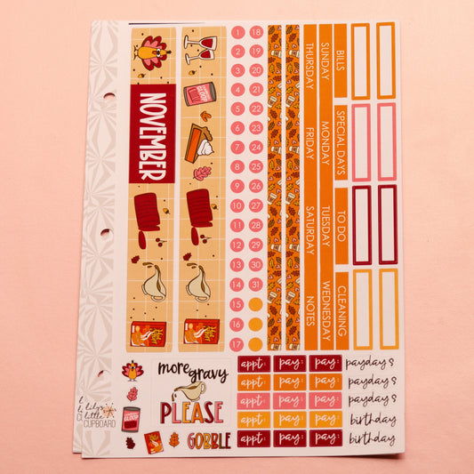 Simple Monthly Kit in Turkey Talk  | Choose Your Month Sticker Kit | Monthly Spread Planner Kits | Monthly Planner Sticker Kits