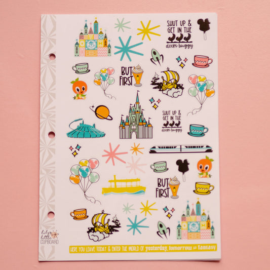 Magical Theme Park Deco Stickers in Retro Brights | Theme Park Deco Stickers | Travel Planner Stickers (#005)