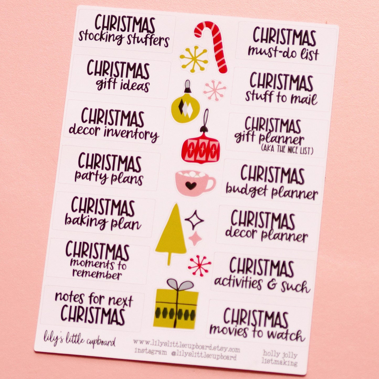 Christmas Listmaking Sticker Kit | Christmas Notes Pages Kits | Christmas Planner Organizer | Planner Reference Pages