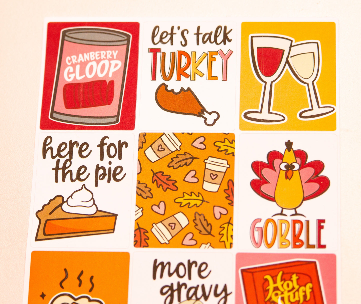 Turkey Talk Full Box Stickers | Thanksgiving Quotes Stickers | Food Planner Stickers | Lily's Little Lites Planner Stickers (L0_P)