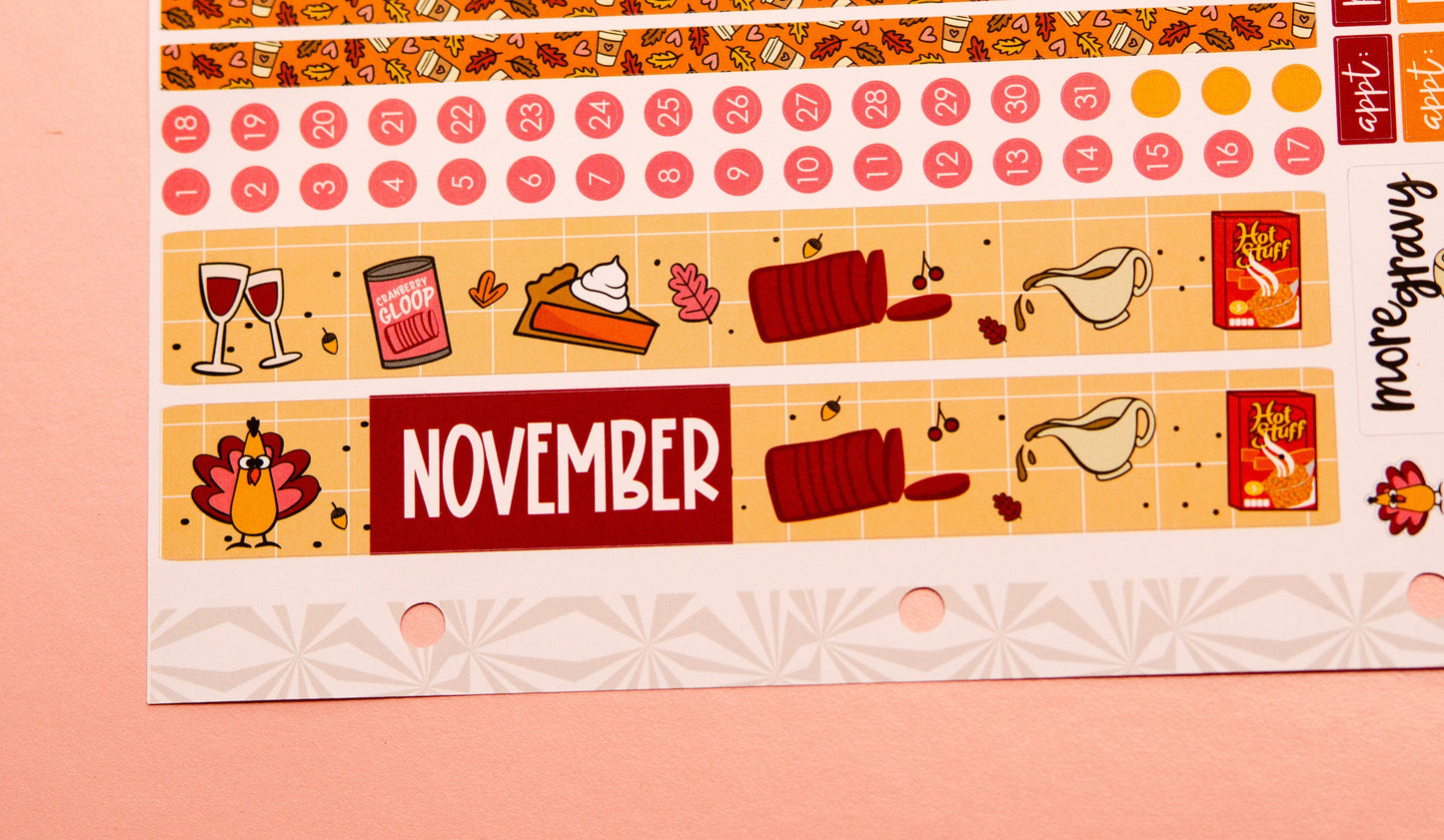 Simple Monthly Kit in Turkey Talk  | Choose Your Month Sticker Kit | Monthly Spread Planner Kits | Monthly Planner Sticker Kits