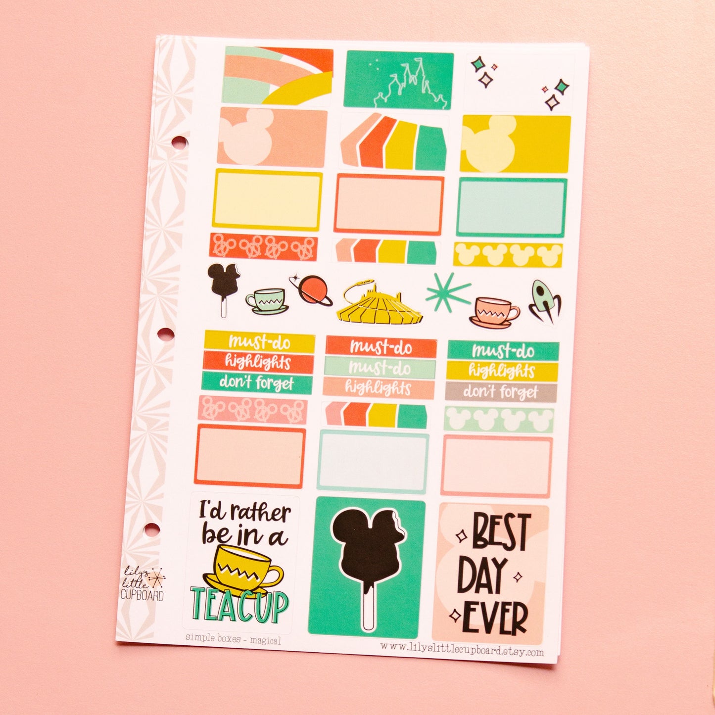 Magical Park Day in Vintage Weekly Travel Planner Kit | Planner Sticker Kit | Two-Page Set | A la Carte s | Weekly Planner Kit