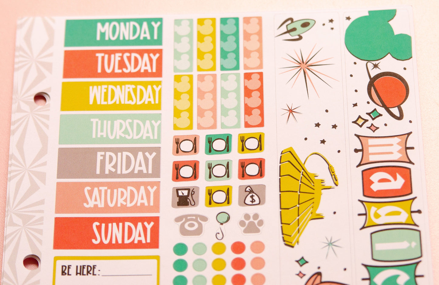 Magical Park Day in Vintage Weekly Travel Planner Kit | Planner Sticker Kit | Two-Page Set | A la Carte s | Weekly Planner Kit