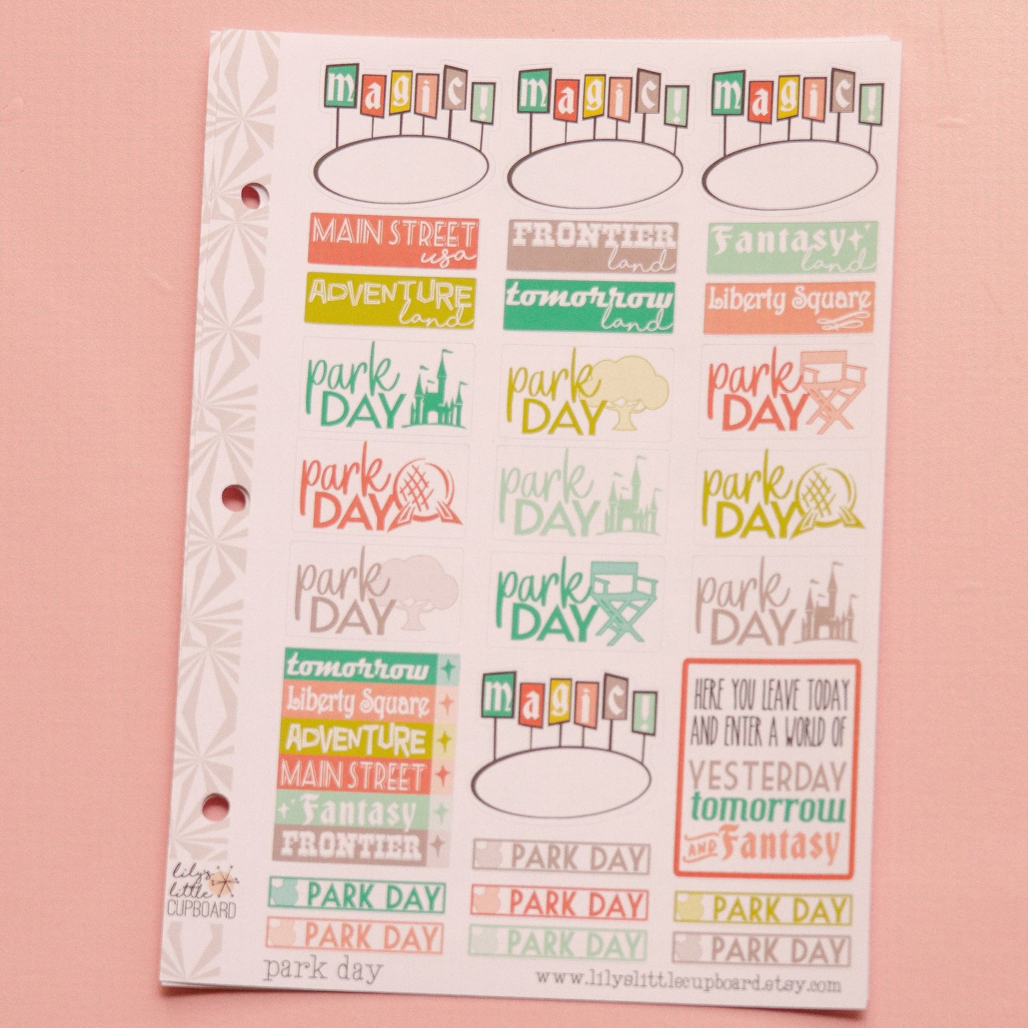 Just a Magical Park Day Planner Stickers in Vintage  | Vacation Planner Stickers | Travel Planner Stickers (#001)