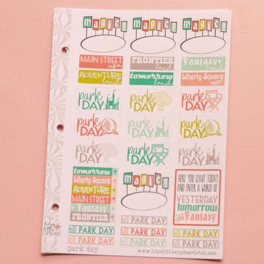 Just a Magical Park Day Planner Stickers in Vintage  | Vacation Planner Stickers | Travel Planner Stickers (#001)