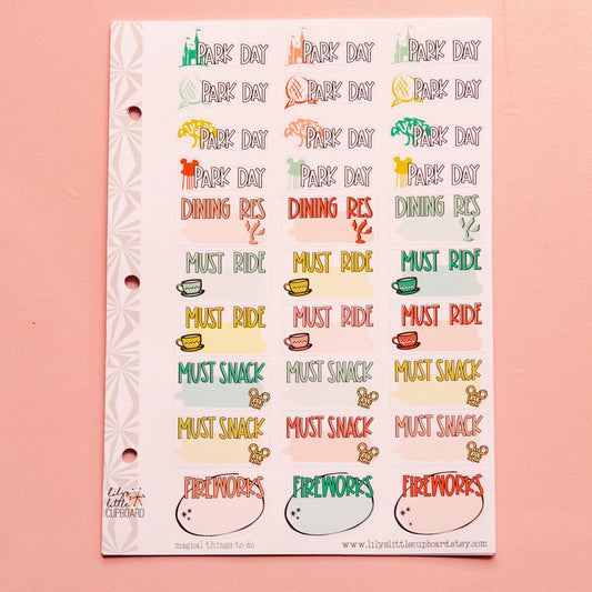 Magical To Do List Planner Stickers in Vintage | Theme Park Functional Planner Stickers | Travel Planner Stickers (#002)