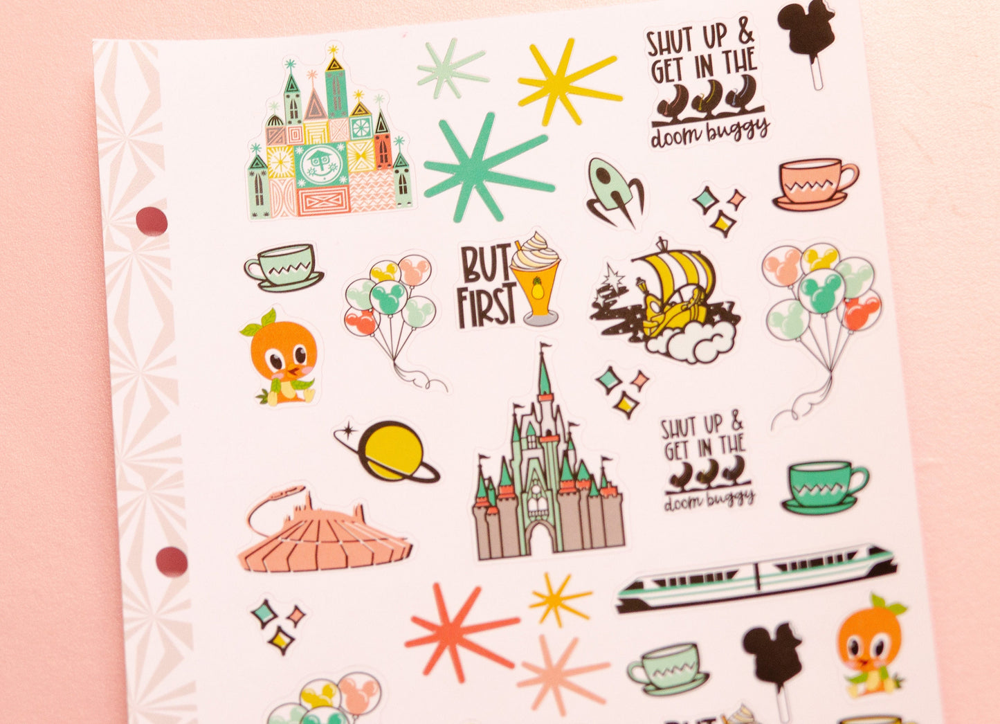 Magical Theme Park Deco Stickers in Vintage | Theme Park Deco Stickers | Travel Planner Stickers (#005)