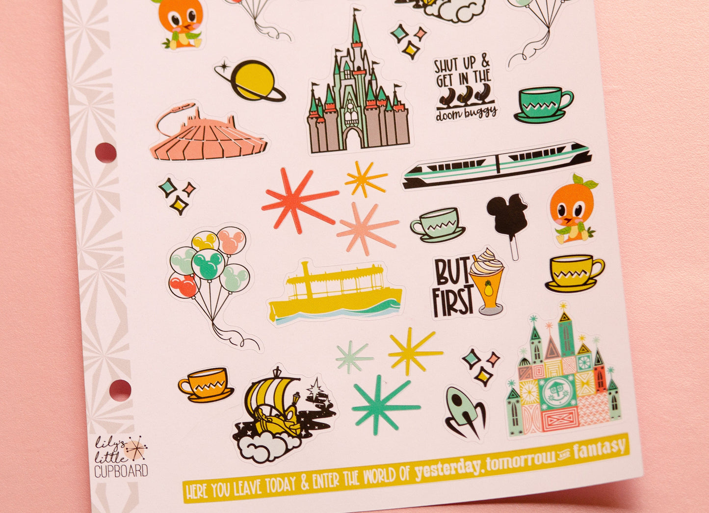 Magical Theme Park Deco Stickers in Vintage | Theme Park Deco Stickers | Travel Planner Stickers (#005)