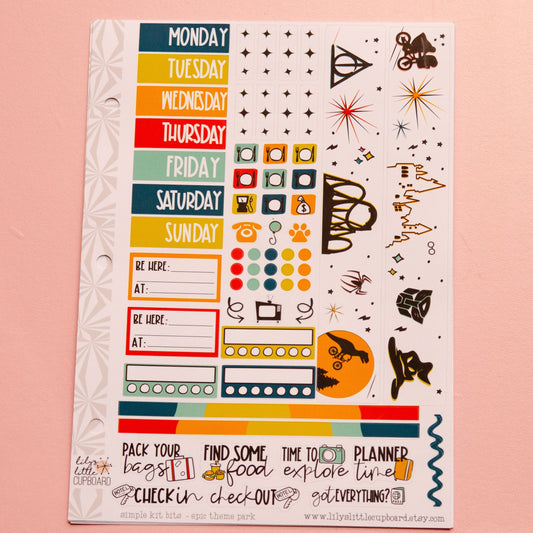 Epic Park Day Weekly Travel Planner Kit | Planner Sticker Kit | Two-Page Set | A la Carte Mini Kits | Weekly Planner Kit