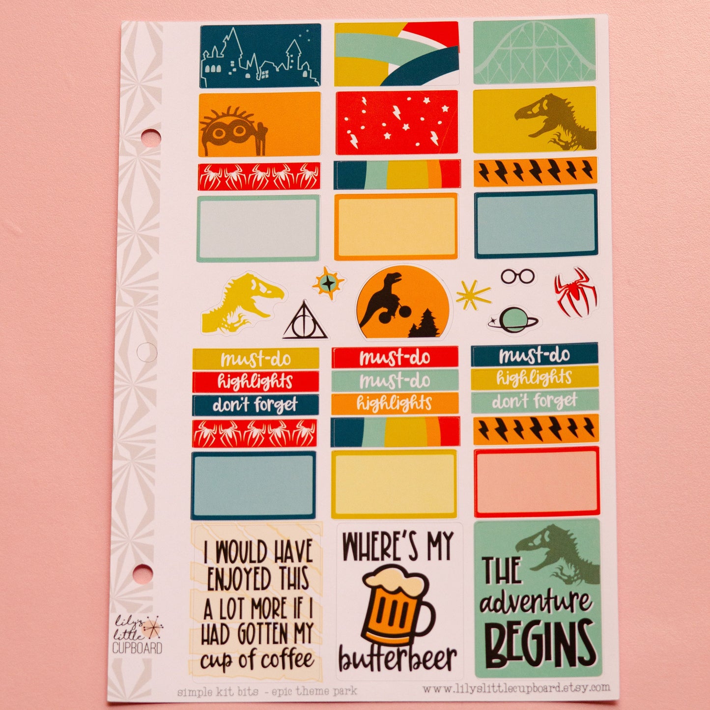 Epic Park Day Weekly Travel Planner Kit | Planner Sticker Kit | Two-Page Set | A la Carte s | Weekly Planner Kit