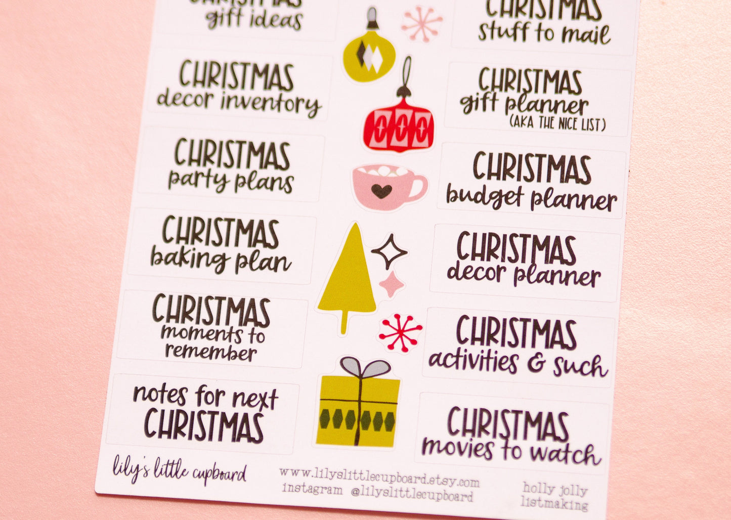 Christmas Listmaking Sticker Kit | Christmas Notes Pages Kits | Christmas Planner Organizer | Planner Reference Pages