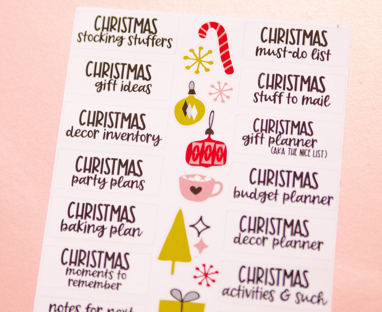Christmas Listmaking Sticker Kit | Christmas Notes Pages Kits | Christmas Planner Organizer | Planner Reference Pages