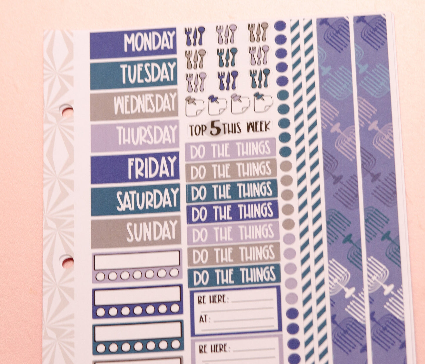 Simple Weekly Kit in Happy Hanukkah | Weekly Planner Sticker Kit | Two-Page Set | A la Carte s | Weekly Planner Kit