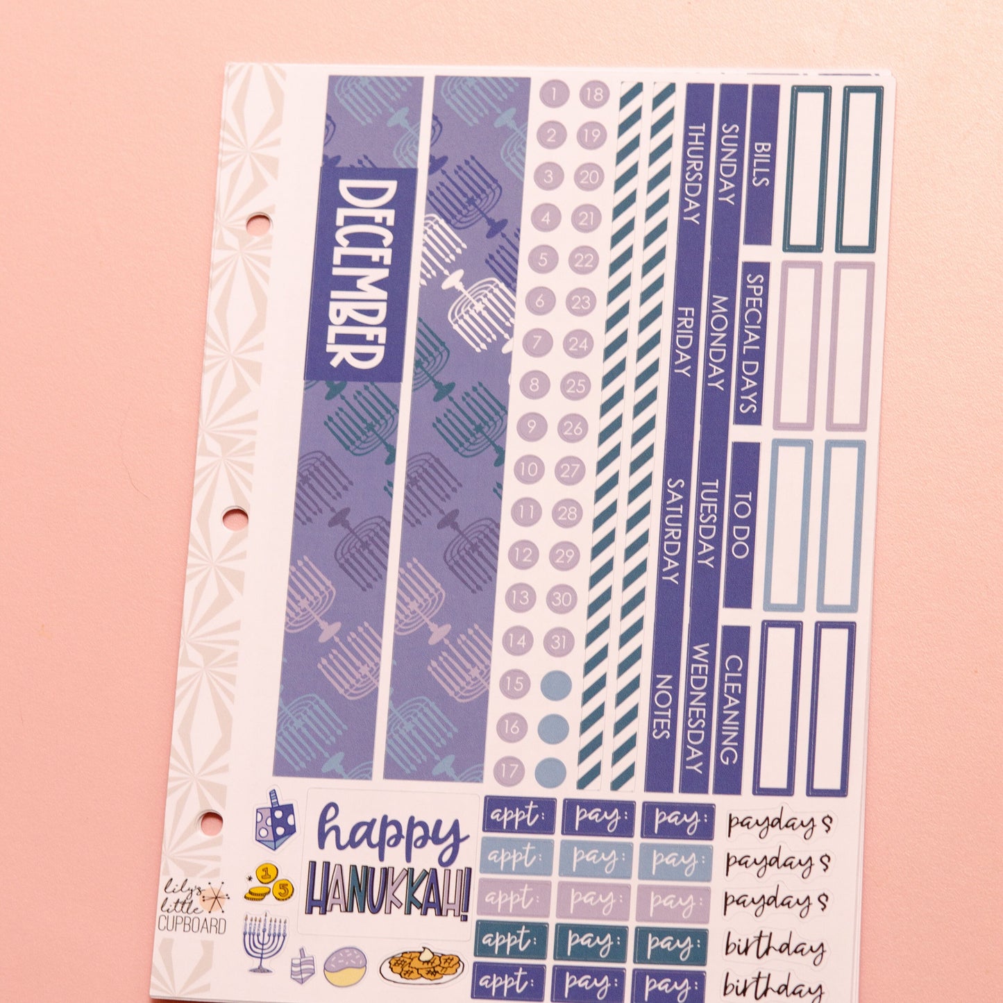 Simple Monthly Kit in Happy Hanukkah | Choose Your Month Sticker Kit | Monthly Spread Planner Kits | Monthly Planner Sticker Kits