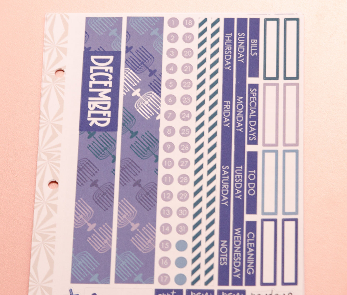 Simple Monthly Kit in Happy Hanukkah | Choose Your Month Sticker Kit | Monthly Spread Planner Kits | Monthly Planner Sticker Kits