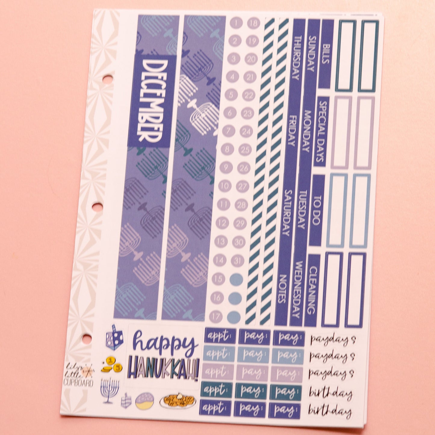 Simple Monthly Kit in Happy Hanukkah | Choose Your Month Sticker Kit | Monthly Spread Planner Kits | Monthly Planner Sticker Kits