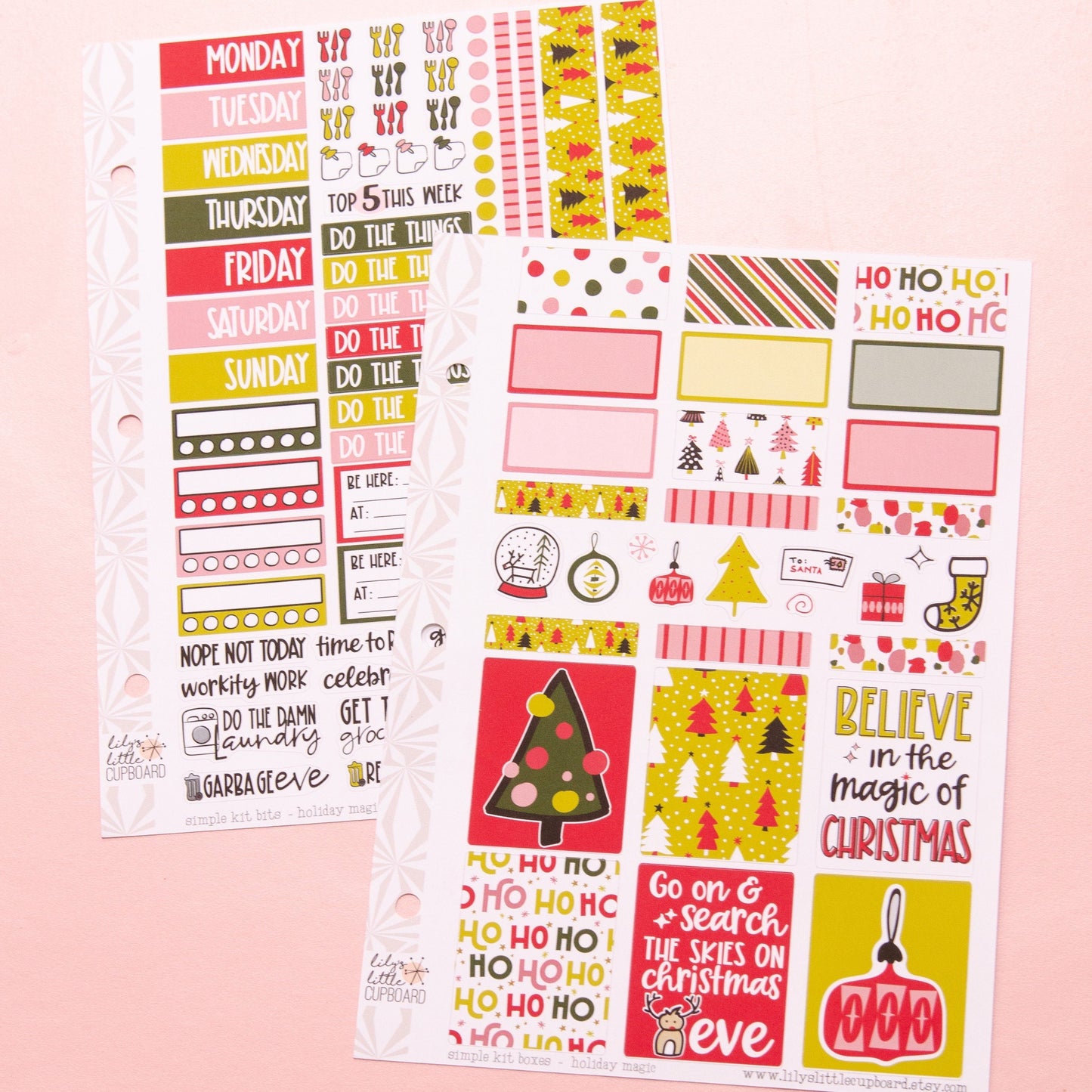 Simple Weekly Kit in Season of Magic | Weekly Planner Sticker Kit | Two-Page Set | A la Carte s | Weekly Planner Kit