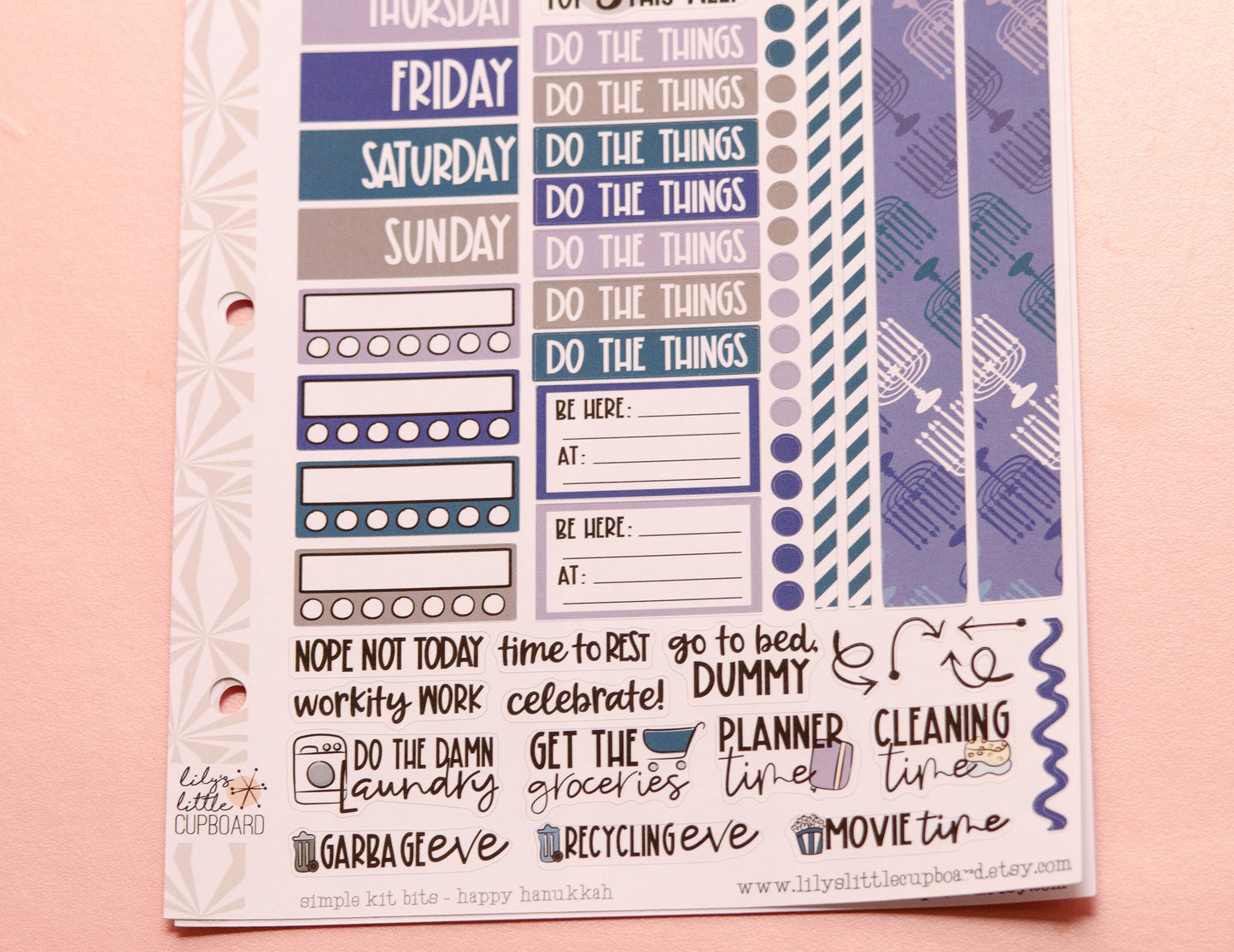 Simple Weekly Kit in Happy Hanukkah | Weekly Planner Sticker Kit | Two-Page Set | A la Carte s | Weekly Planner Kit
