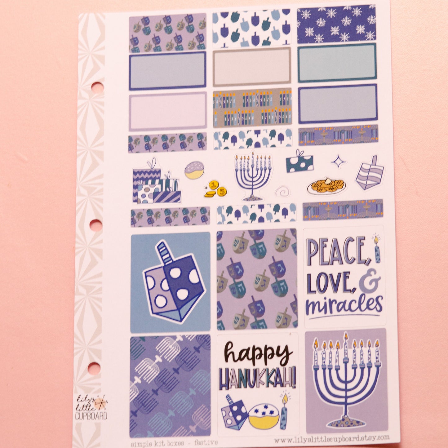Simple Weekly Kit in Happy Hanukkah | Weekly Planner Sticker Kit | Two-Page Set | A la Carte s | Weekly Planner Kit