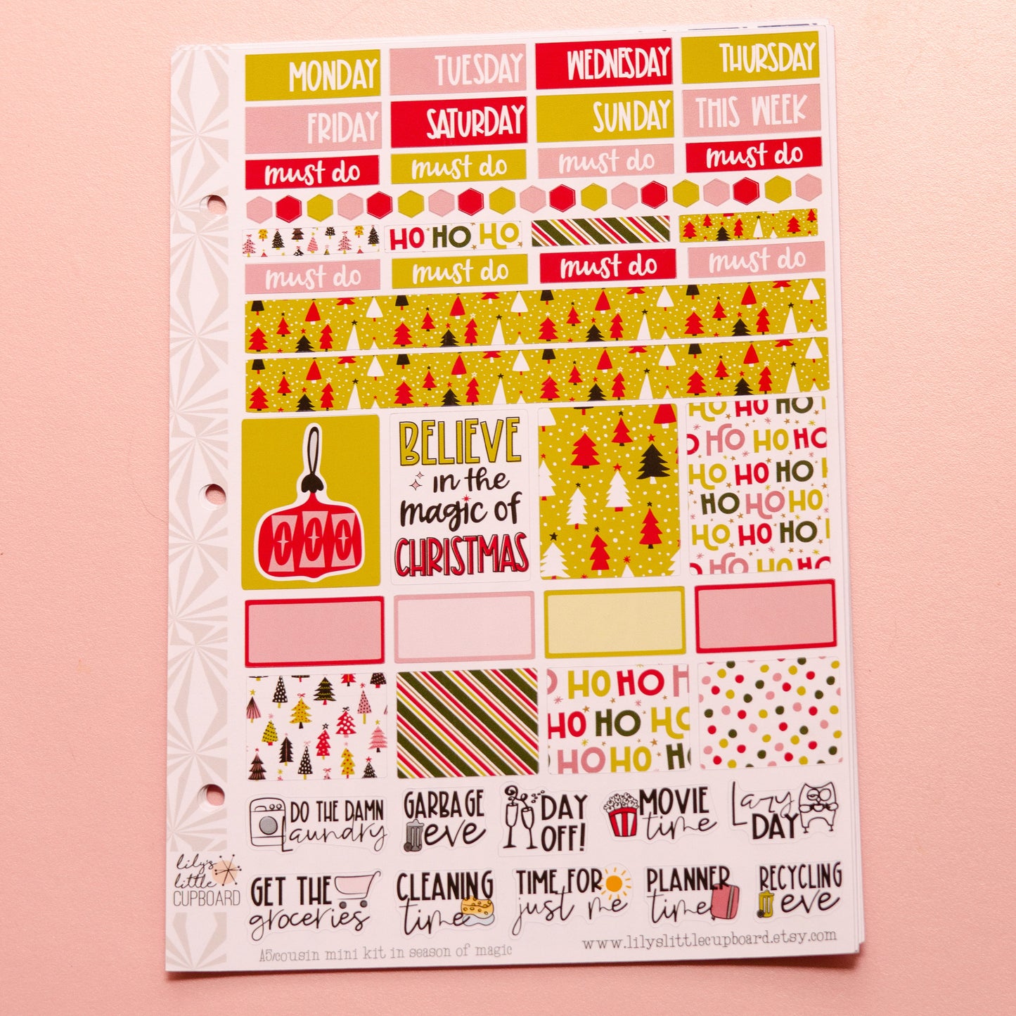 Hobonichi Cousin Weekly Sticker Kit in Season of Magic | Christmas Sticker Kit | A5 Weekly Planner Sticker Kit | Weekly Mini Planner Kit