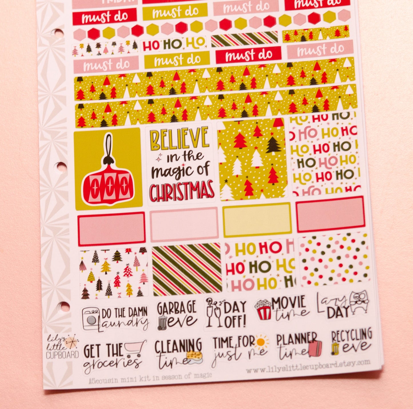Hobonichi Cousin Weekly Sticker Kit in Season of Magic | Christmas Sticker Kit | A5 Weekly Planner Sticker Kit | Weekly Mini Planner Kit