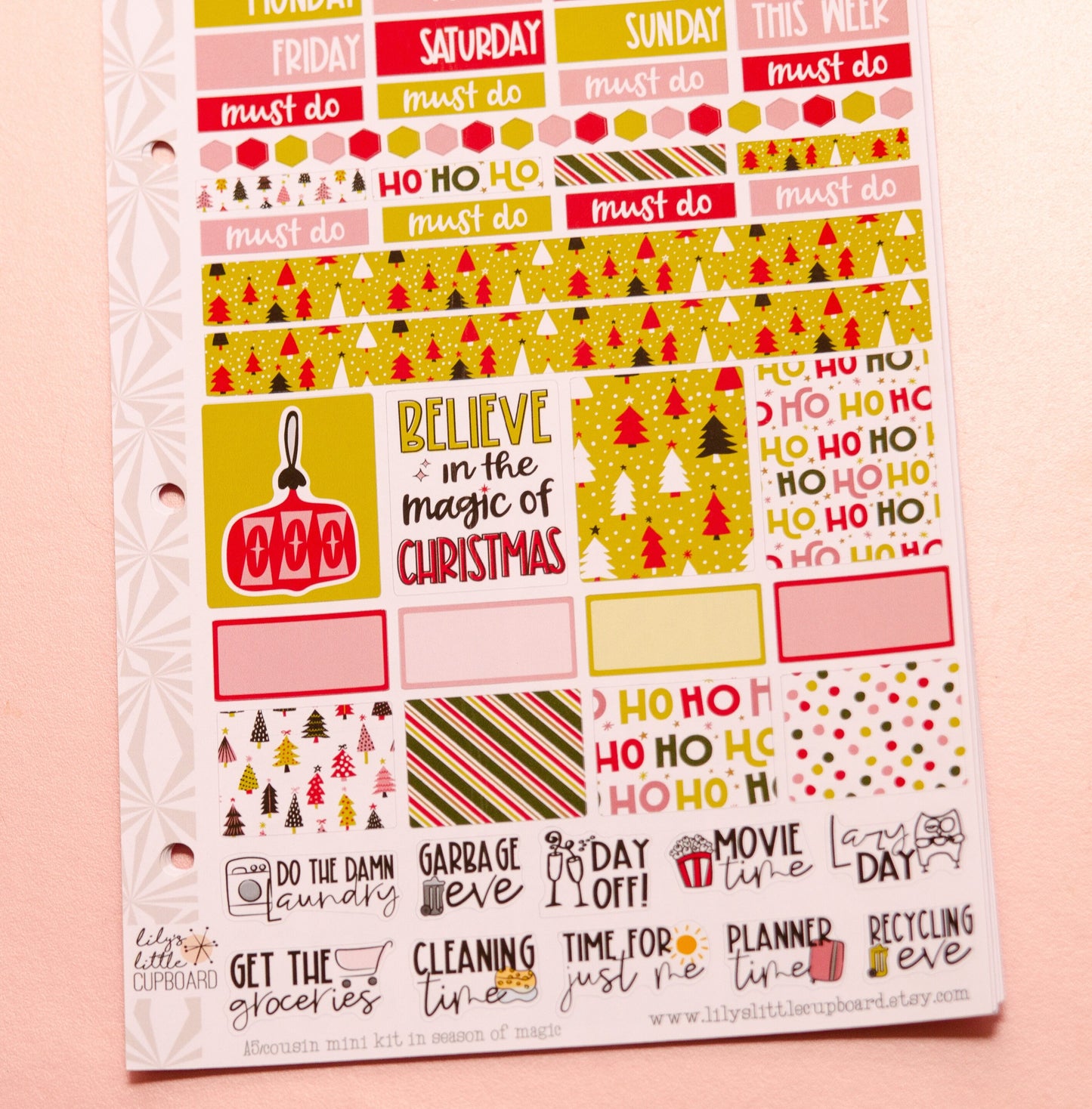 Hobonichi Cousin Weekly Sticker Kit in Season of Magic | Christmas Sticker Kit | A5 Weekly Planner Sticker Kit | Weekly Mini Planner Kit