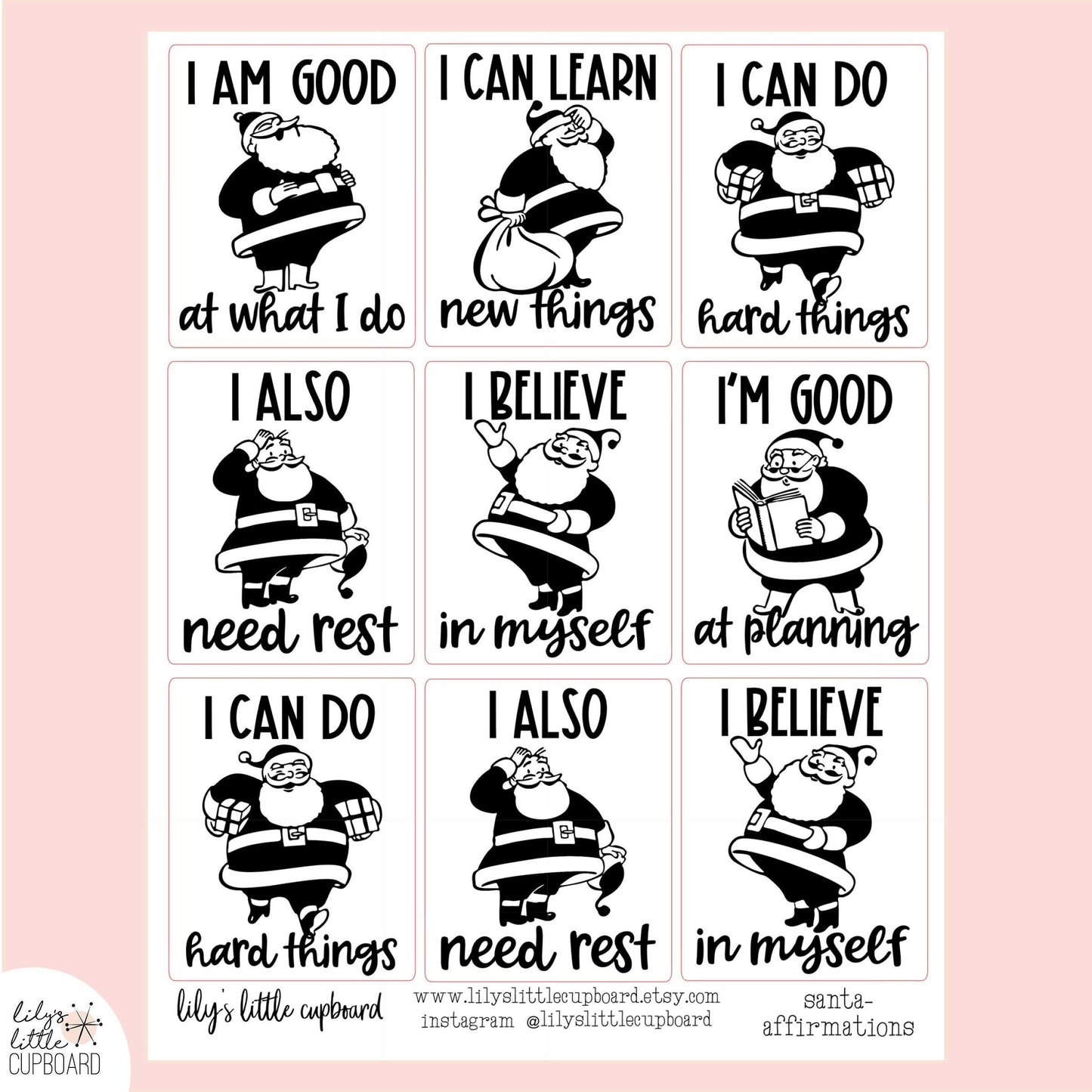 Sant-A-ffirmations Full Box Stickers | Affirmation Planner Stickers | Quotes Stickers | Christmas Stickers | Self Love Stickers (L_T)