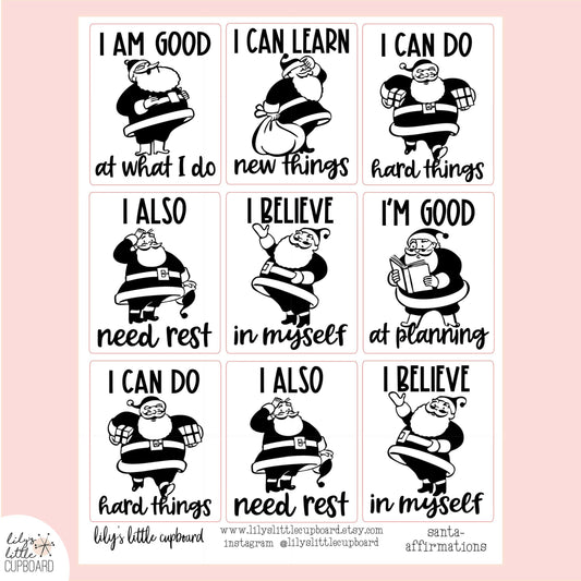 Sant-A-ffirmations Full Box Stickers | Affirmation Planner Stickers | Quotes Stickers | Christmas Stickers | Self Love Stickers (L_T)