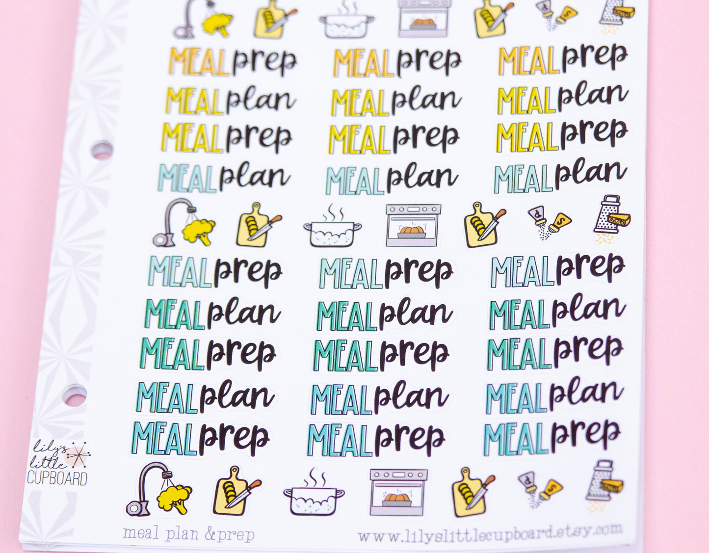 Meal Plan and Prep Planner Stickers | Meal Planning Script Stickers | Meal Prep Script Stickers | Functional Meal Planner Stickers