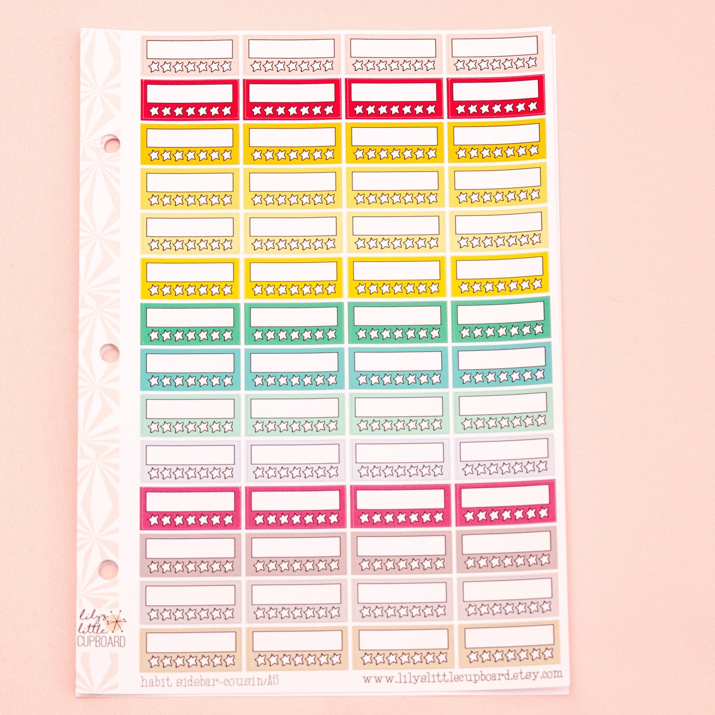 Stack That Sidebar Collection - For Smaller Planners | Hobonichi Cousin Sidebar Stickers | Habit Tracker Stickers | A5 Functional Stickers