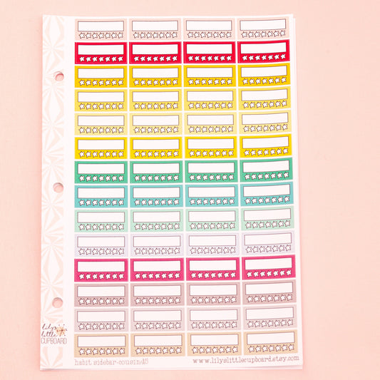 Stack That Sidebar Collection - For Smaller Planners | Hobonichi Cousin Sidebar Stickers | Habit Tracker Stickers | A5 Functional Stickers