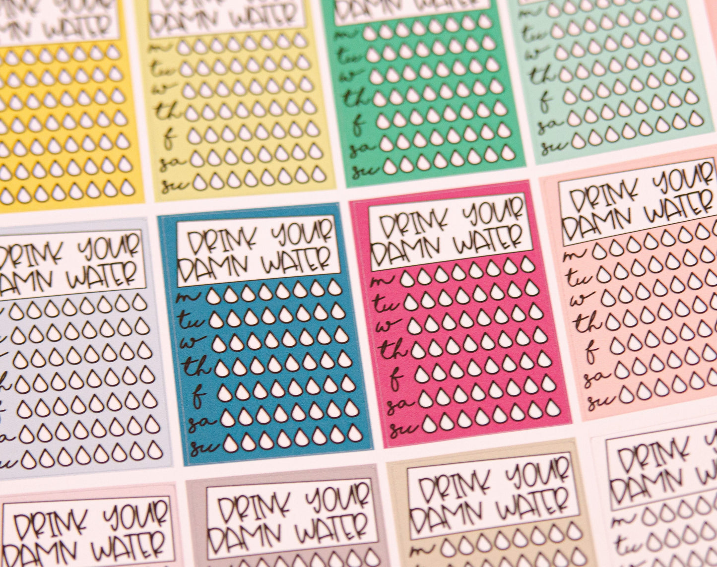 Stack That Sidebar Collection - Hydrate For Smaller Planners | Hobonichi Cousin Sidebar Stickers | A5 Functional Stickers