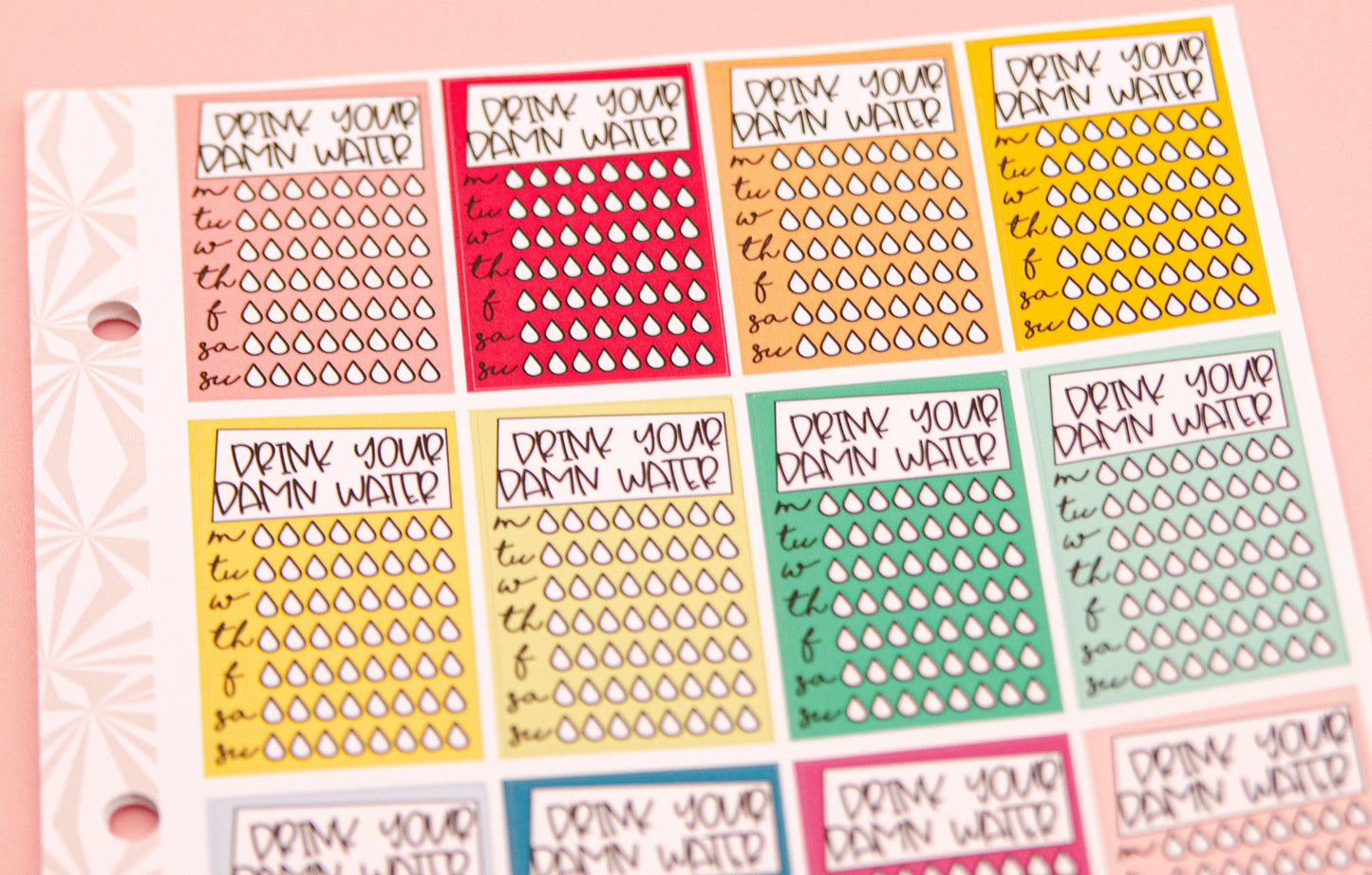 Stack That Sidebar Collection - Hydrate For Smaller Planners | Hobonichi Cousin Sidebar Stickers | A5 Functional Stickers