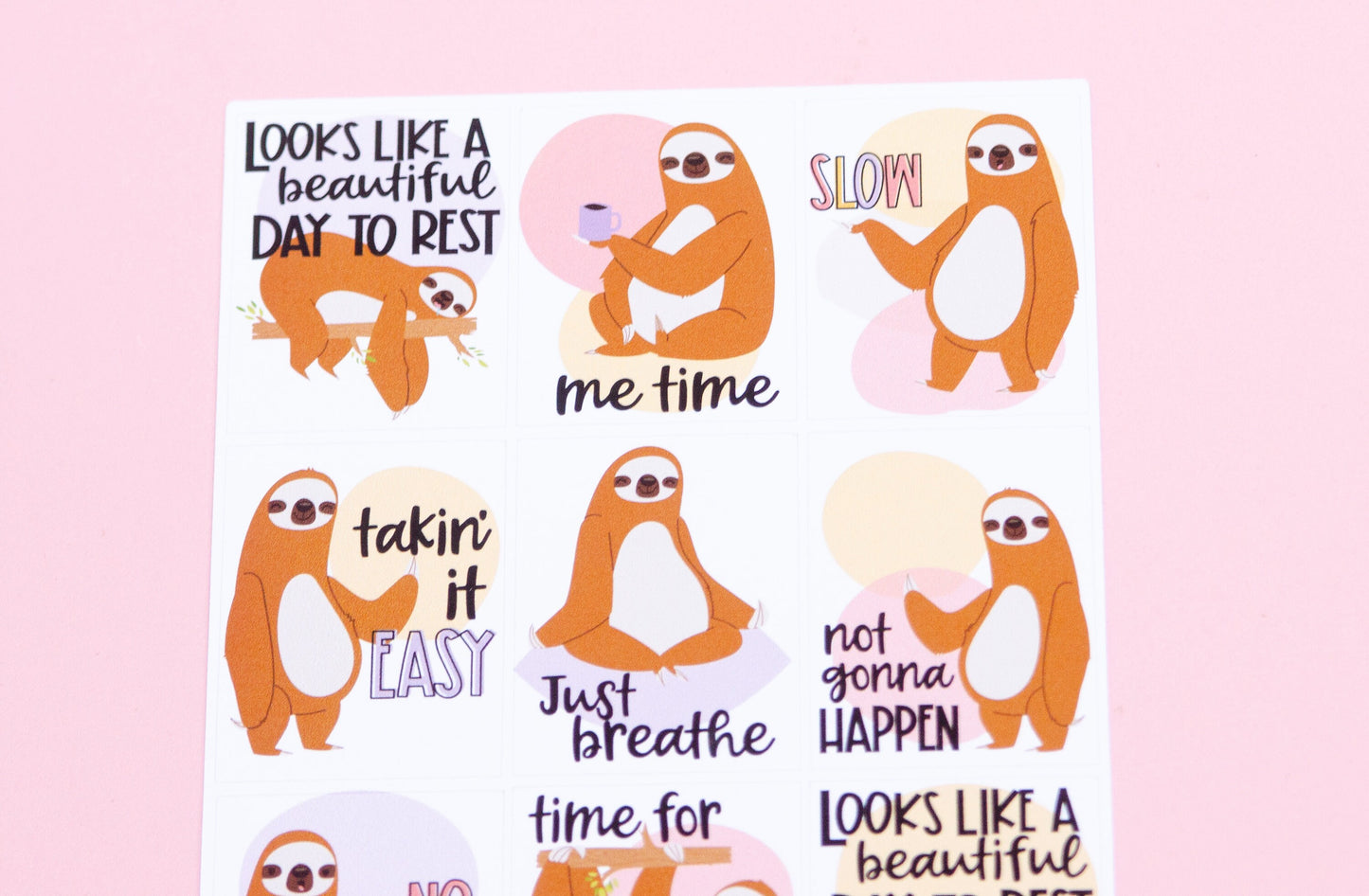 Slow Down Sloth Planner Stickers | Time to Rest Planner Stickers  | Tired Quotes Stickers |  Quote Box Planner Stickers (L029)