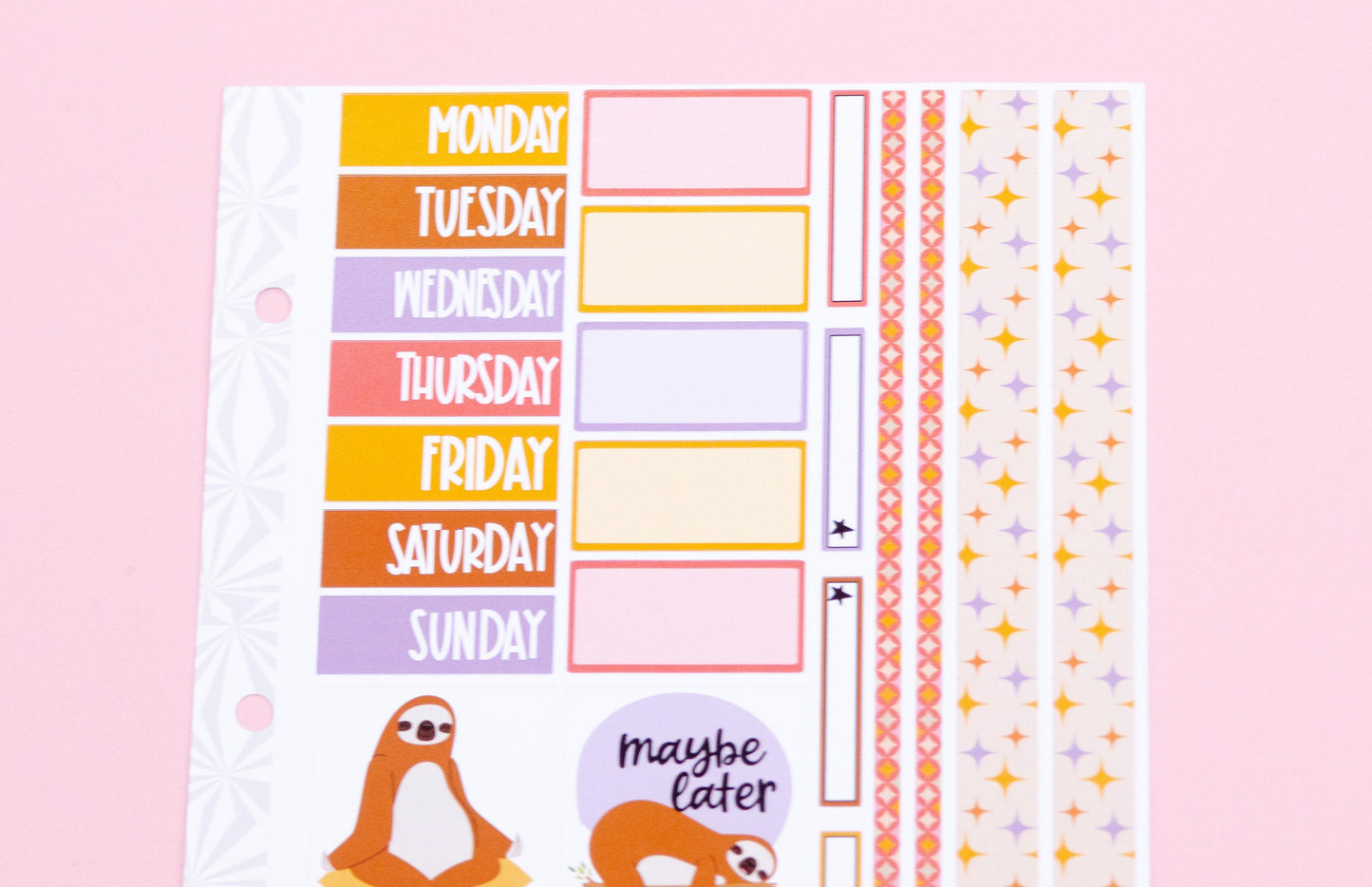 Mini Weekly Kit in Slow Down Sloth | Weekly Planner Sticker Kit | One-Page  | A la Carte s | Weekly Planner Kit
