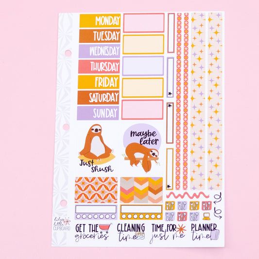 Mini Weekly Kit in Slow Down Sloth | Weekly Planner Sticker Kit | One-Page  | A la Carte s | Weekly Planner Kit