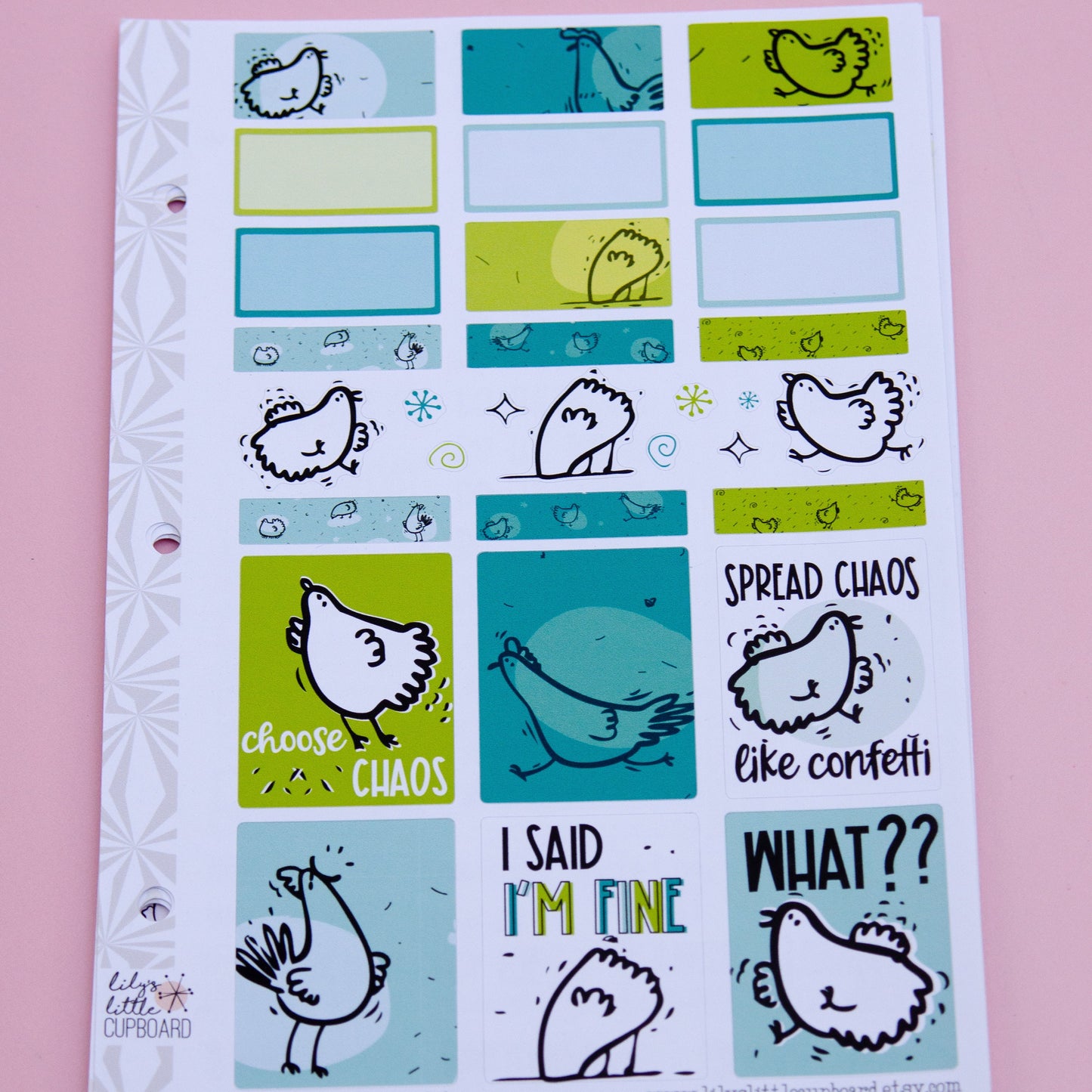 Simple Weekly Kit in Chaos Chickens | Spring Weekly Planner Sticker Kit | Chickens Two-Page Sticker Set | A la Carte s | Spring