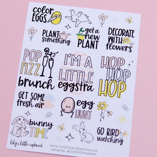 Eggstra Boxes Planner Stickers | Spring Bucket List Planner Stickers  | Easter Bunny Planner Stickers |  Spring Deco Planner Stickers