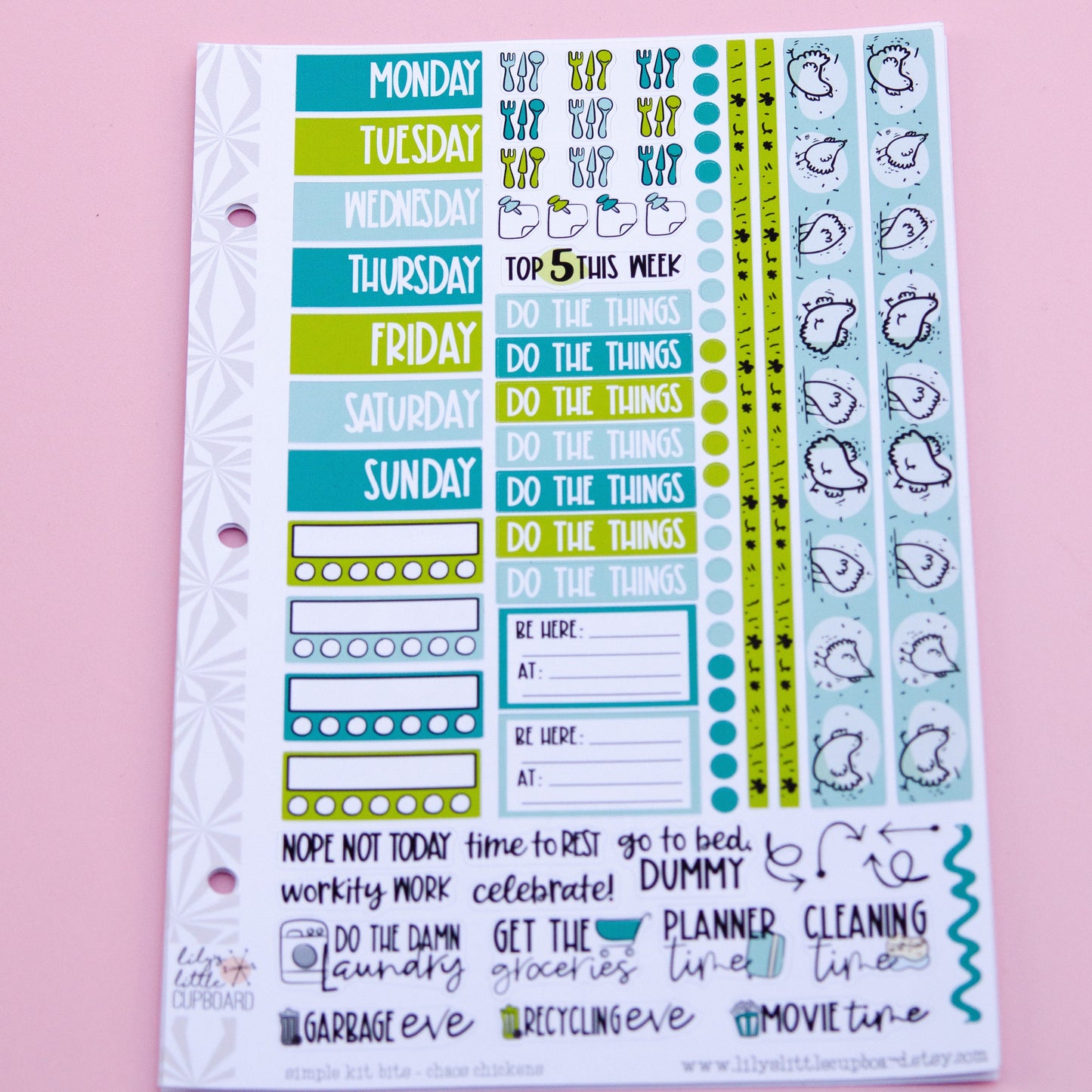 Simple Weekly Kit in Chaos Chickens | Spring Weekly Planner Sticker Kit | Chickens Two-Page Sticker Set | A la Carte s | Spring
