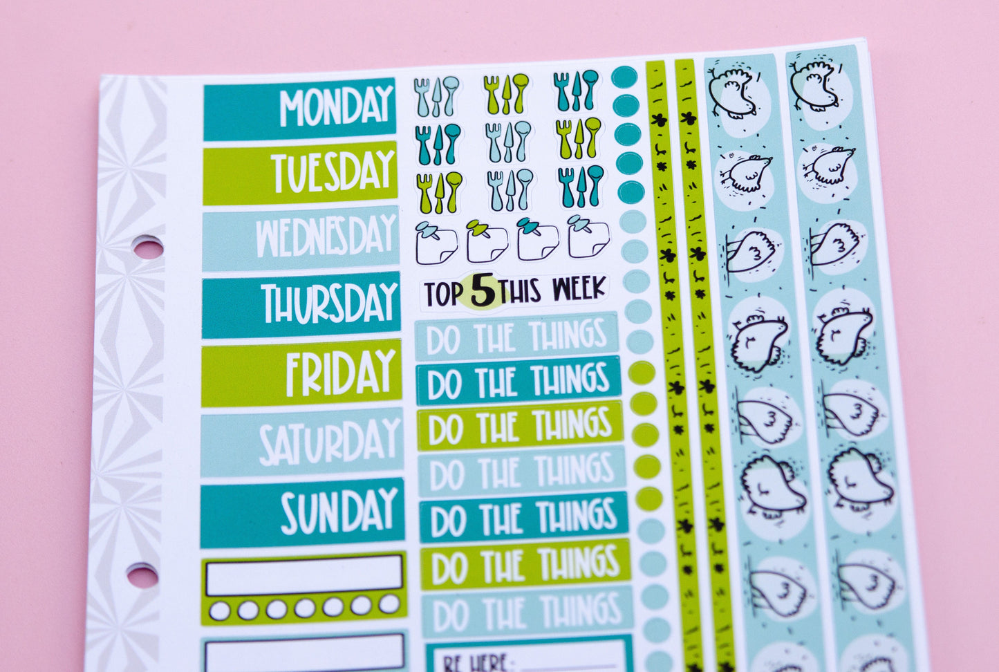 Simple Weekly Kit in Chaos Chickens | Spring Weekly Planner Sticker Kit | Chickens Two-Page Sticker Set | A la Carte s | Spring