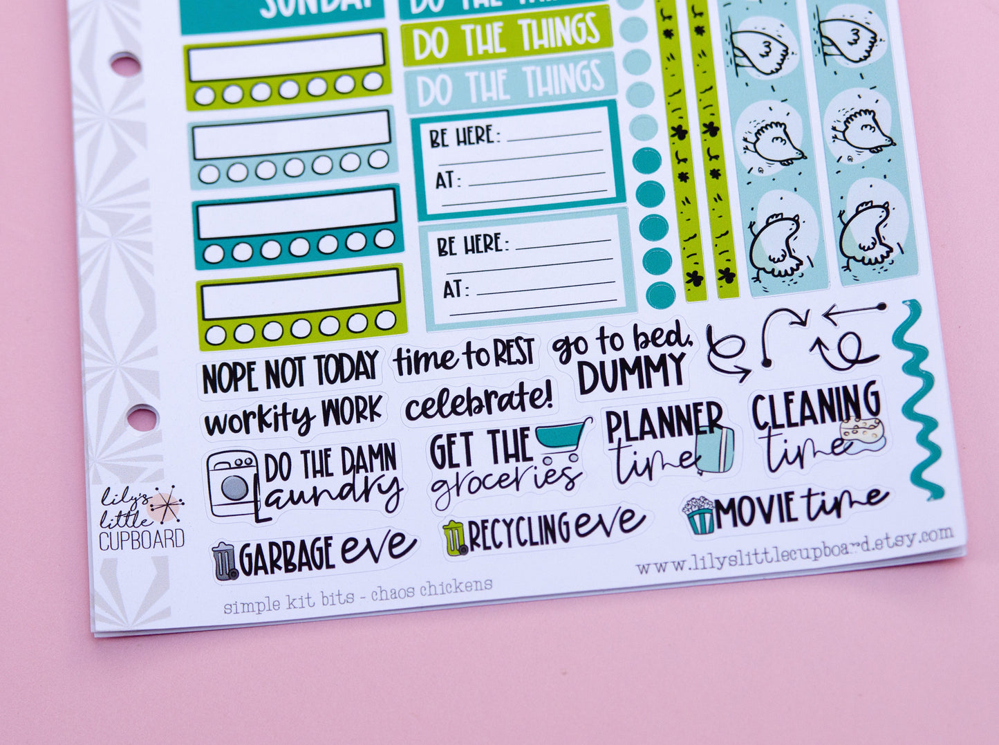 Simple Weekly Kit in Chaos Chickens | Spring Weekly Planner Sticker Kit | Chickens Two-Page Sticker Set | A la Carte s | Spring