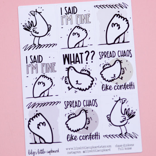 Chaos Chickens Full Box Planner Stickers | Spring Planner Stickers  | Full Box Quote Planner Stickers |  Spring Deco Planner Stickers