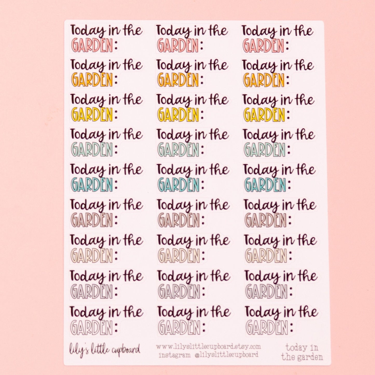 Today in the Garden Planner Stickers | Garden Planner Stickers | Yardwork Planner Stickers | Script Stickers  | Chore Stickers