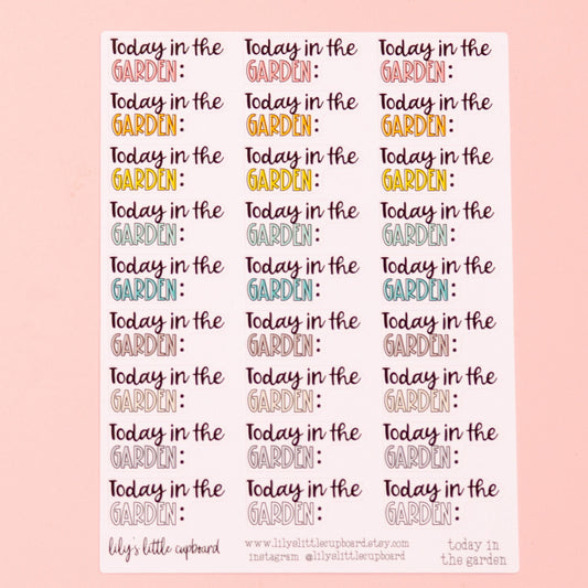Today in the Garden Planner Stickers | Garden Planner Stickers | Yardwork Planner Stickers | Script Stickers  | Chore Stickers