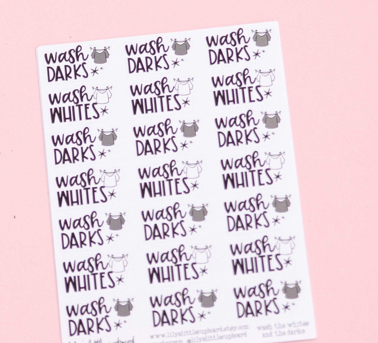 Wash the Whites | Wash the Darks Planner Stickers | Laundry Planner Stickers | Laundry Chore Script Planner Stickers