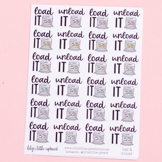 Load the Dishwasher Planner Stickers | Unload the Dishwasher Planner Stickers | Chore Script Planner Stickers |Cute Cleaning Stickers