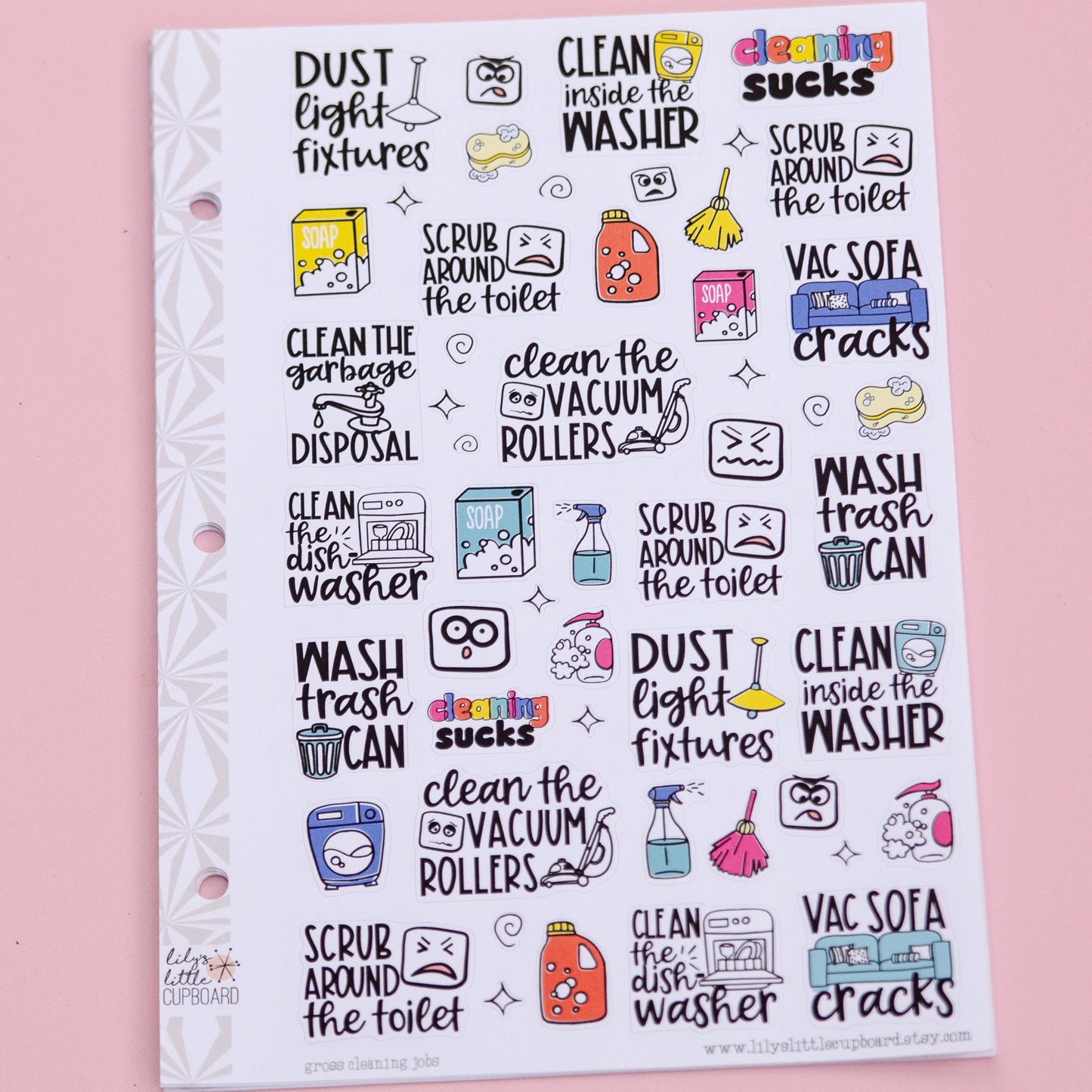 Gross Cleaning Jobs Planner Stickers | Deep Cleaning Script Stickers | Cute Cleaning Stickers | Functional Cleaning| Cleaning Deco Stickers