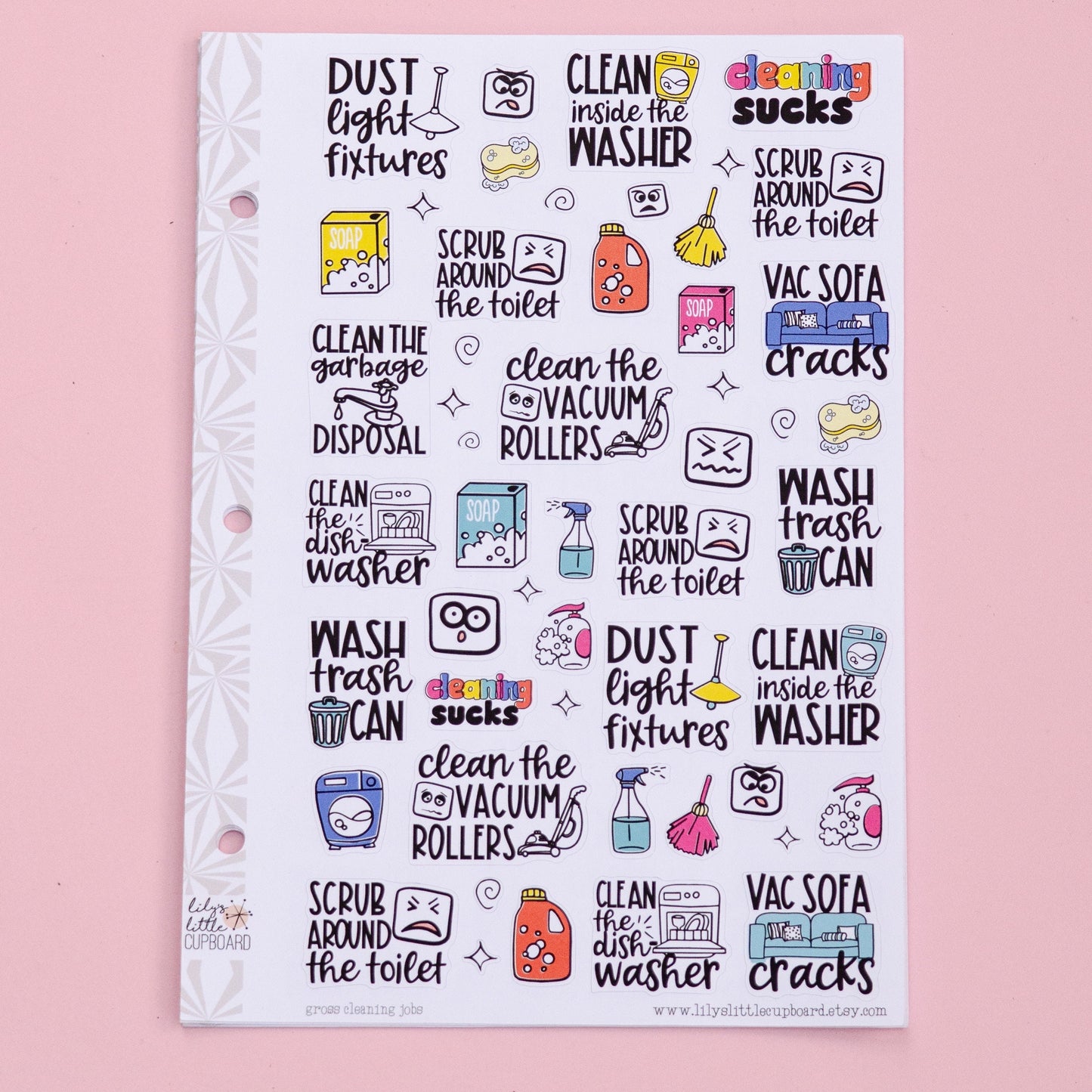 Gross Cleaning Jobs Planner Stickers | Deep Cleaning Script Stickers | Cute Cleaning Stickers | Functional Cleaning| Cleaning Deco Stickers